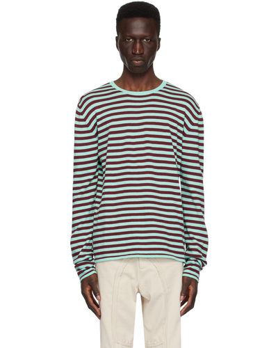 Edward Cuming Burgundy Stripe Sweater - Black