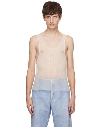 Ludovic de Saint Sernin Off- Crystal Tank Top - Blue