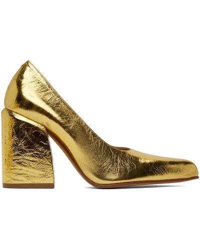 Dries Van Noten Gold Leather Court Shoes - Metallic