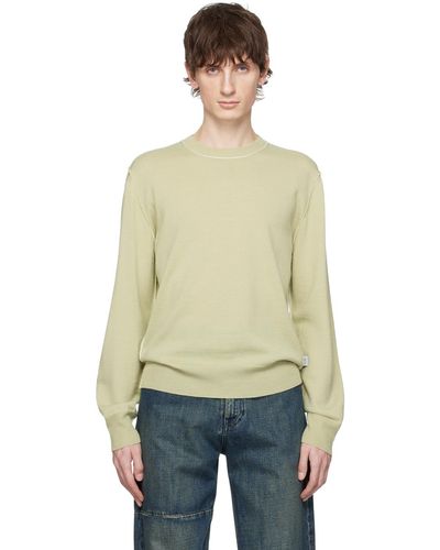 MM6 by Maison Martin Margiela Green Inverted Seams Sweater - Natural