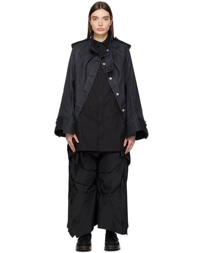 Junya Watanabe ネイビー パネル デニムジャケット - ブラック