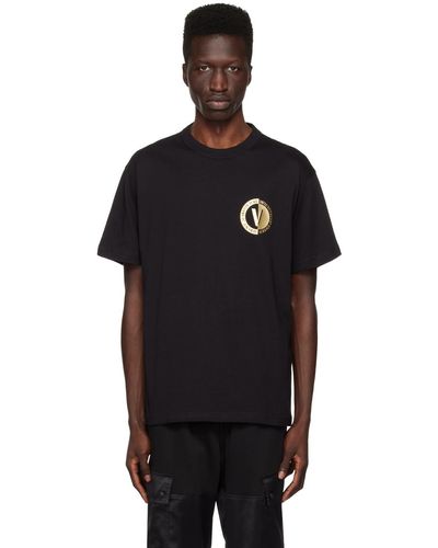 Versace T-shirt en coton à logo imprimé - Noir