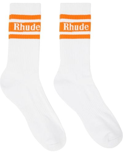 Rhude Stripe Logo Socks - White