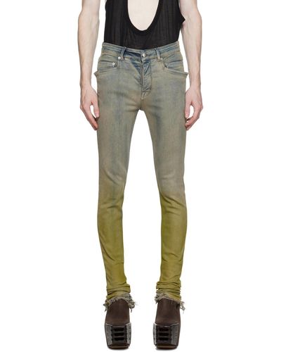 Rick Owens Off-white & Yellow Tyrone Cut Jeans - Black