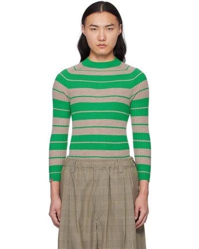 MERYLL ROGGE Taupe Striped Sweater - Green