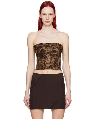 Ioannes Paneled Leather Bustier Camisole - Black