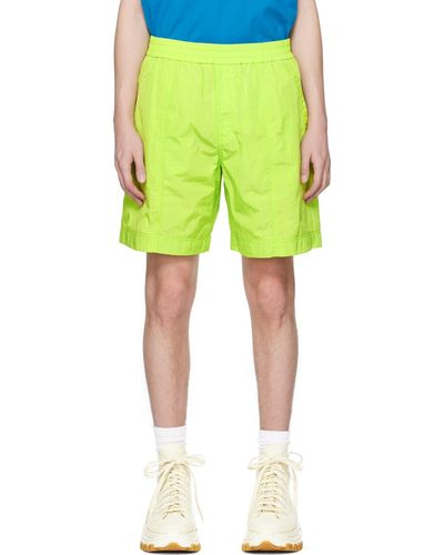 WOOYOUNGMI Green Panelled Shorts - Yellow