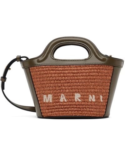 Marni Khaki Micro Tropicalia Bucket Bag - Black