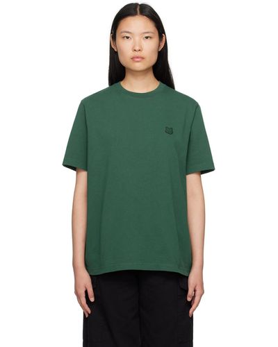 Maison Kitsuné T-shirt vert à logo de renard