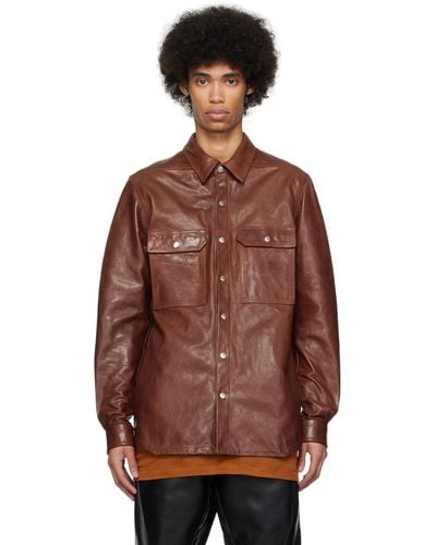 Rick Owens Brown Lido Leather Jacket