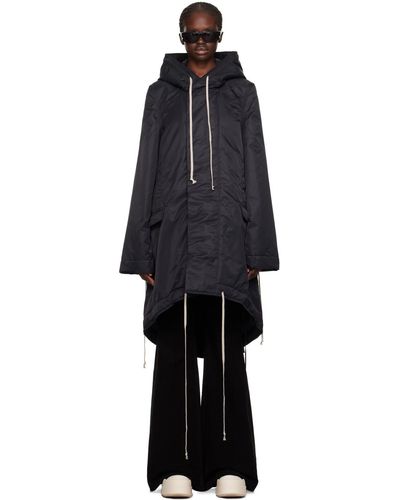 Rick Owens Black Fishtail Coat