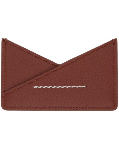 MM6 by Maison Martin Margiela Brown Triangle 6 Card Holder - Red