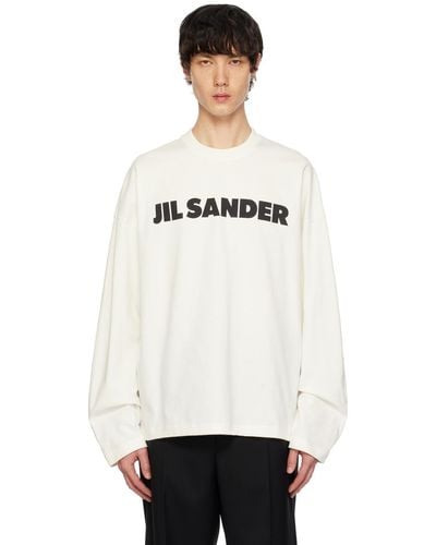 Jil Sander Off-white Printed Long Sleeve T-shirt - Black