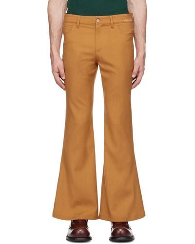 Marni Tan Embroidered Trousers - Brown