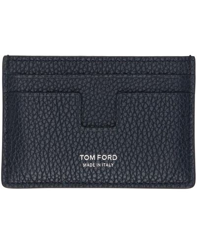 Tom Ford Navy Soft Leather Card Holder - Black