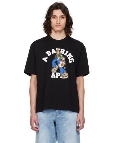A Bathing Ape Graffiti Character College T-Shirt - Black