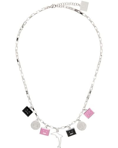 Acne Studios Silver Charm Necklace - White