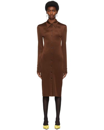 Kwaidan Editions Ssense Exclusive Button Down Dress - Brown