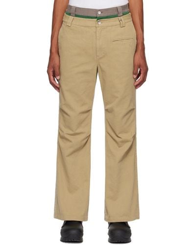 C2H4 Double Waist Trousers - Natural