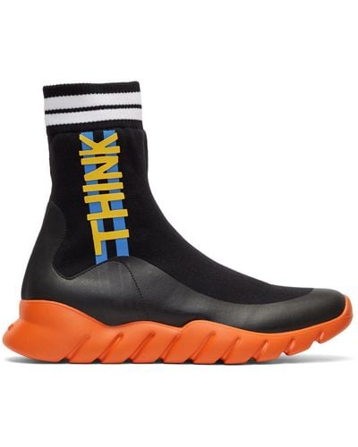 Fendi Black & Orange Sock 'think ' High-top Sneakers