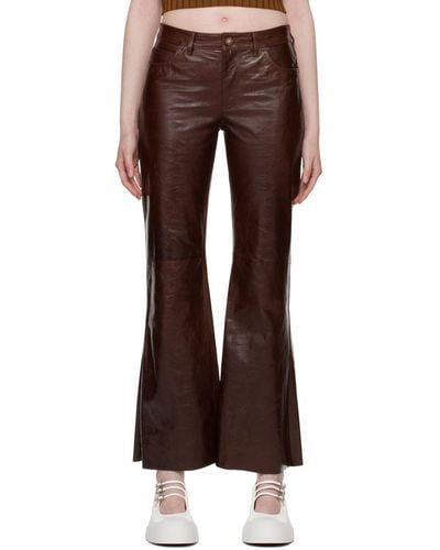 Marni Flared Leather Trousers - Brown