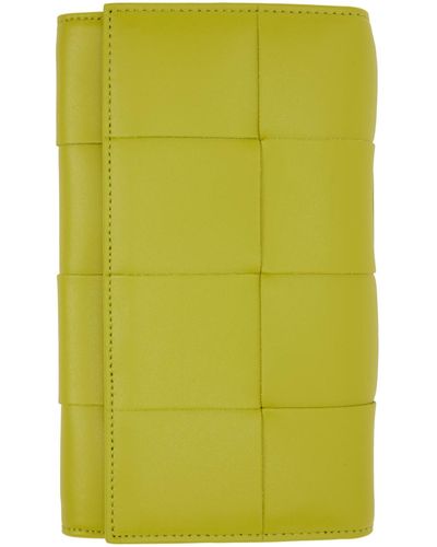 Bottega Veneta Portefeuille jaune en cuir tissé façon intrecciato - Vert
