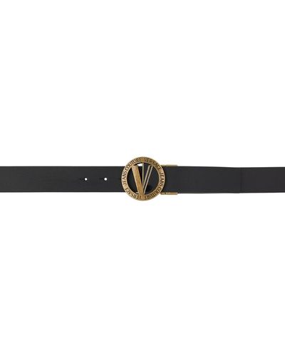 Versace Jeans Couture Black V-emblem Round Reversible Belt