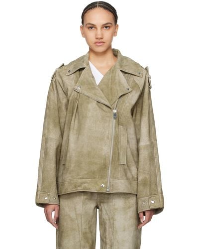 REMAIN Birger Christensen Taupe Faded Leather Jacket - Natural