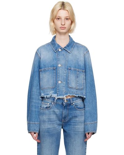 Stella McCartney Blouson écourté bleu en denim