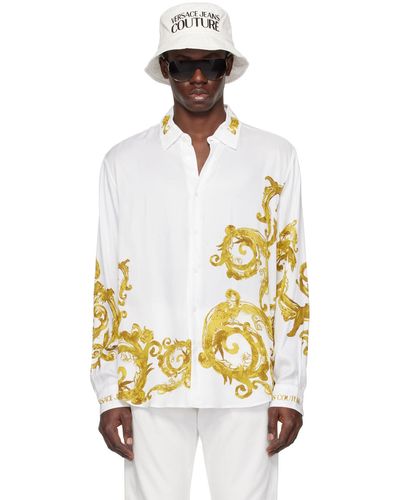 Versace Chemise blanche à motif watercolor couture - Multicolore