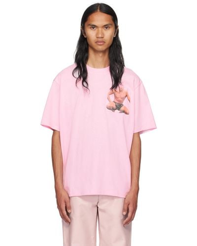 JW Anderson T-shirt rose à poche à la poitrine
