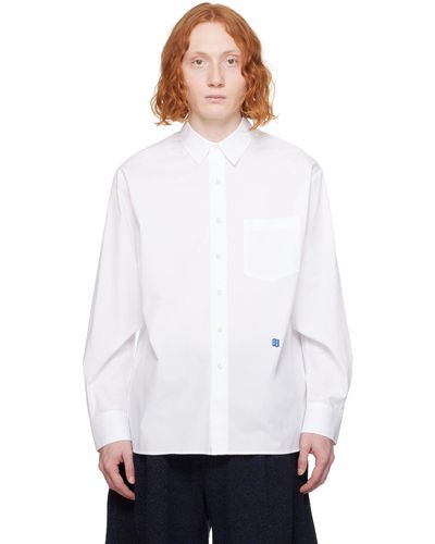 Adererror Significantコレクション ホワイト 長袖 ボタンアップシャツ