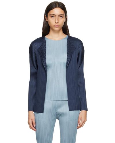 Pleats Please Issey Miyake Cardigan monthly colors august bleu marine