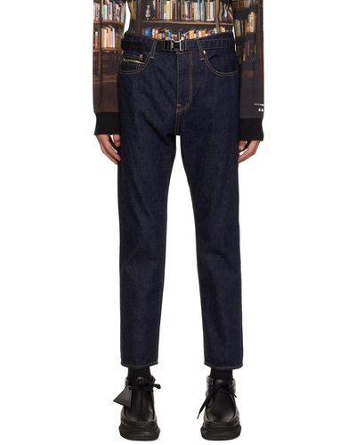 Sacai Navy Belted Jeans - Blue