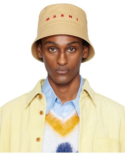 Marni Embroide Logo Bucket Hat - Yellow