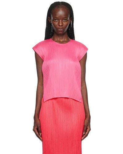 Pleats Please Issey Miyake Pink Monthly Colours July T-shirt - Red