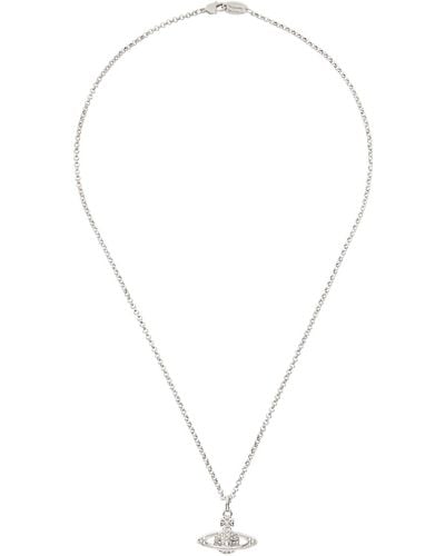 Vivienne Westwood Collier argenté à mini pendentif à orbe en bas relief - Blanc