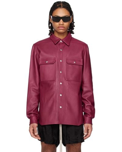 Rick Owens Pink Outershirt Leather Jacket - Red