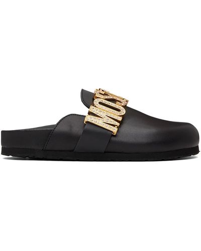 Moschino Black Crystal-cut Loafers