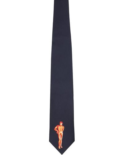 S.S.Daley Cravate bleu marine à image - Noir