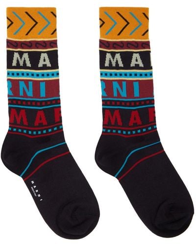 Marni Brown Logo Socks - Blue