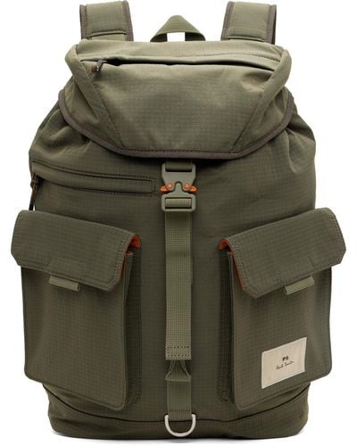 PS by Paul Smith Khaki D-string Backpack - Green