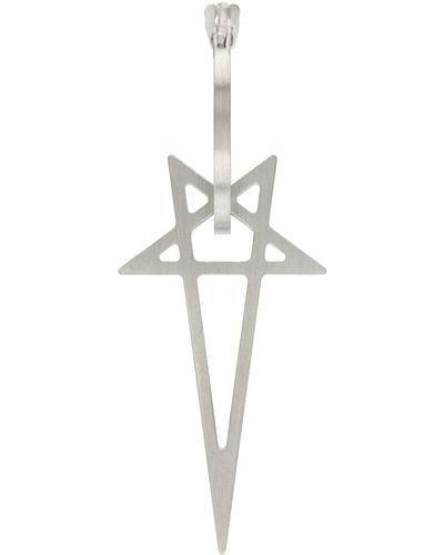 Rick Owens Silver Pentagram Single Earring - Black