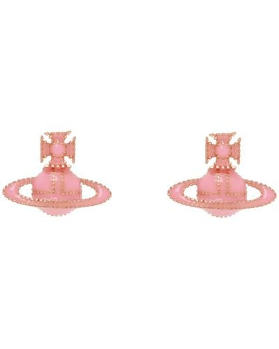 Vivienne Westwood Pink & Rose Gold Amanda Bas Relief Earrings - Black