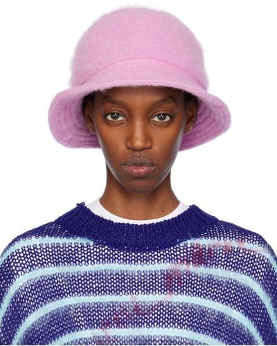 Marni Ssense Exclusive Pink Furry Bucket Hat - Purple