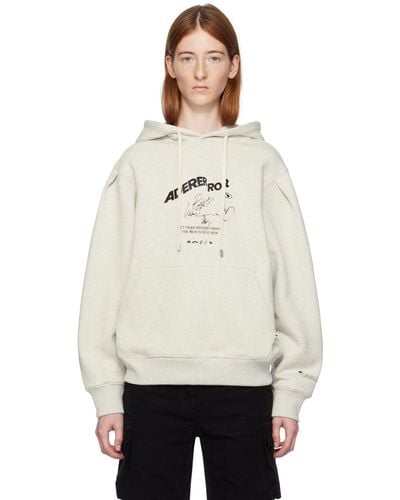 Adererror Gray Embroidered Hoodie - White