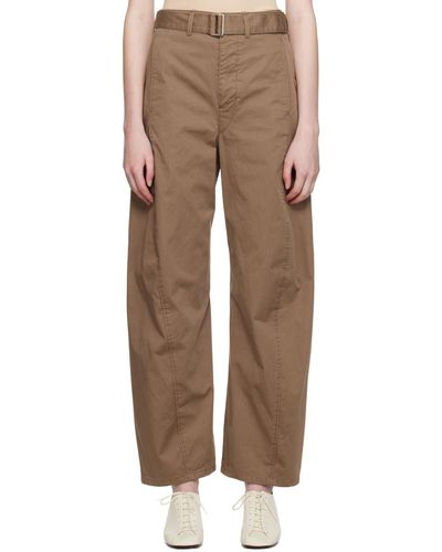 Lemaire Pantalon léger twisted brun à ceinture - Marron
