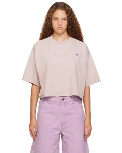 Acne Studios Beige Cropped T-shirt - Red