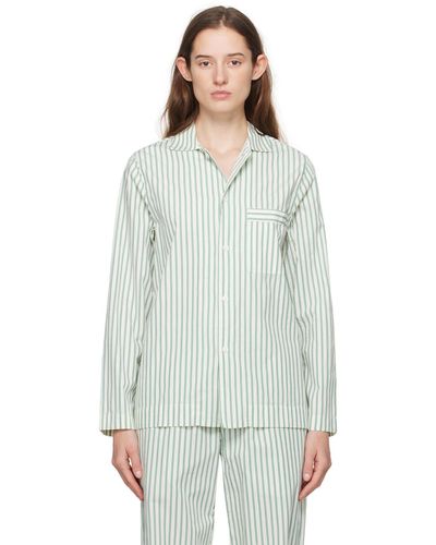 Tekla Chemise de pyjama à manches longues blanc et vert - Multicolore
