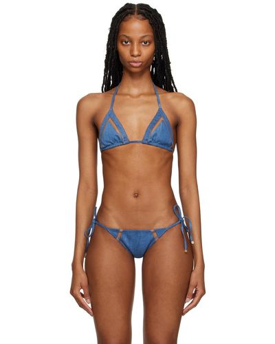 Agent Provocateur Blue Ellah Denim Bikini Top - Black